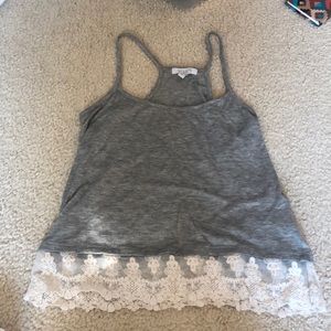 Grey Lace Trim Tank Top XS